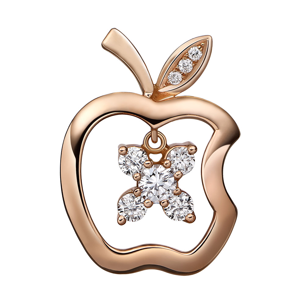 苹果钻石吊坠系列——【芬芳】18K金钻石吊坠