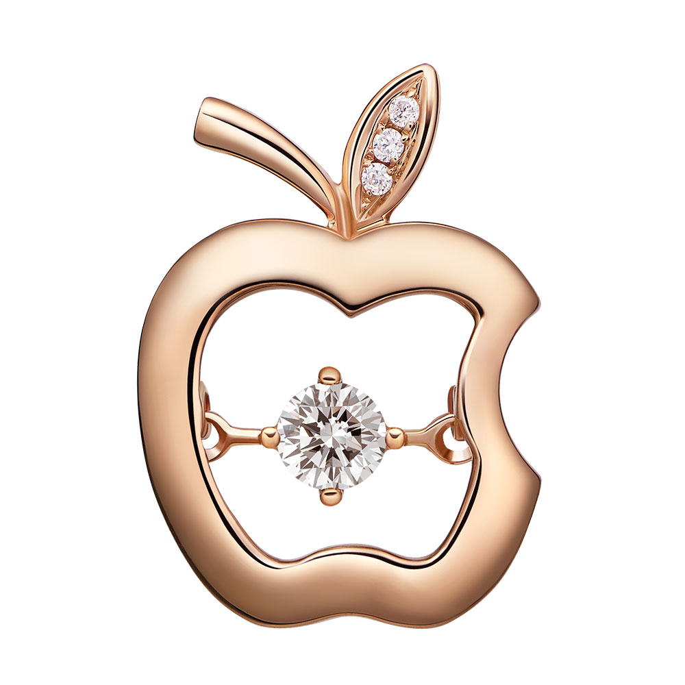 苹果钻石吊坠系列——【心动】18K金钻石吊坠